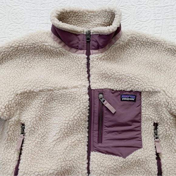 Patagonia Kids' Retro-X Fleece Jacket, Natural w/ Hyssop Purple (Sz M, 10) - Picture 5 of 8